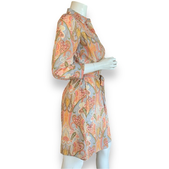 TOMMY HILFIGER PAISLEY PRINT BUTTON DOWN SHIRT DRESS. WOMEN’S SIZE MEDIUM - Picture 2 of 6